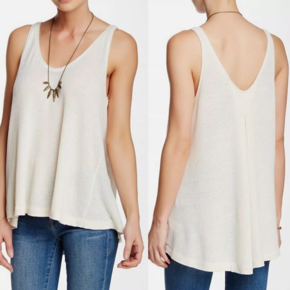 Free People NEW Kitten Ivory Waffle Thermal Sleeveless Swing Top Size XS